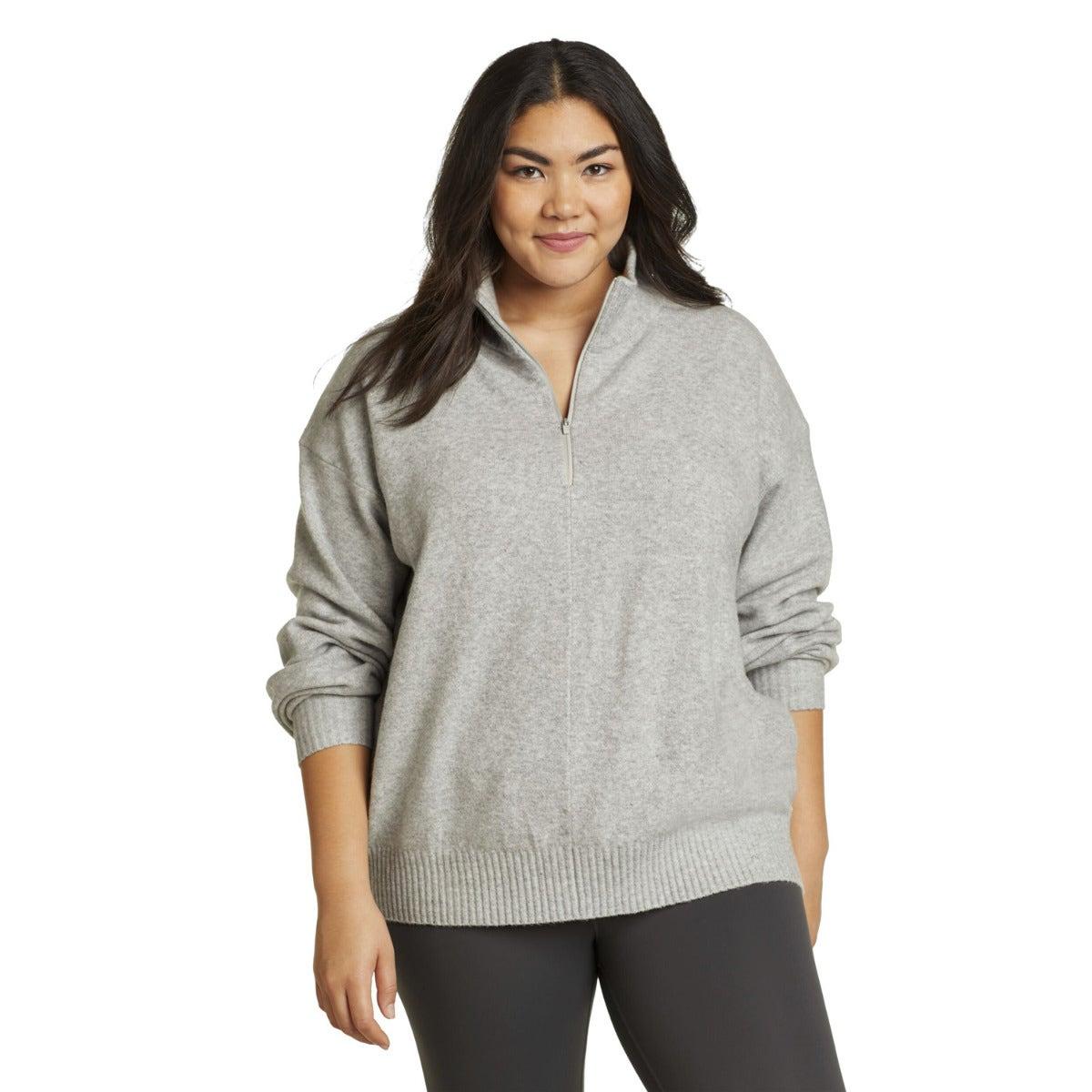 Light Heather Grey - Front - Eddie Bauer Womens-Ladies Alpine Route Essentials Quarter Zip Sweatshirt