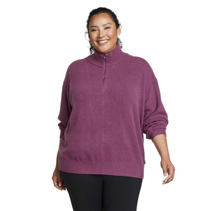 Wineberry - Front - Eddie Bauer Womens-Ladies Alpine Route Essentials Quarter Zip Sweatshirt