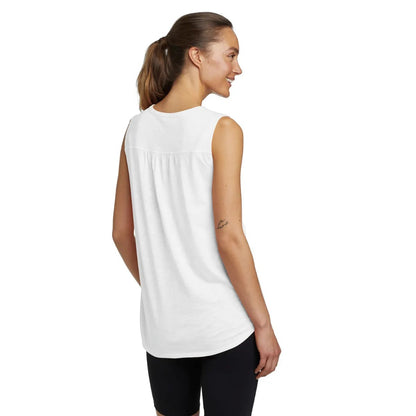 White - Back - Eddie Bauer Womens-Ladies Plain Split Neck Sleeveless Tunic
