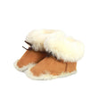 Tan - Front - Eastern Counties Leather Baby Alex Sheepskin Lace Up Booties