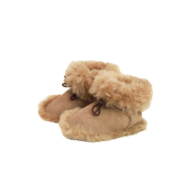 Camel - Front - Eastern Counties Leather Baby Alex Sheepskin Lace Up Booties