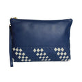 Blue-Stone - Front - Eastern Counties Leather Womens-Ladies Carmen Wave Detail Clutch Bag
