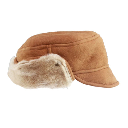 New Tan - Front - Eastern Counties Leather Mens Caxton Sheepskin Aviator Trapper Hat