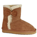 Chestnut - Front - Eastern Counties Leather Childrens-Kids Coco Bow Detail Sheepskin Boots