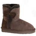 Chocolate - Front - Eastern Counties Leather Childrens-Kids Coco Bow Detail Sheepskin Boots