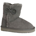 Grey - Front - Eastern Counties Leather Childrens-Kids Coco Bow Detail Sheepskin Boots
