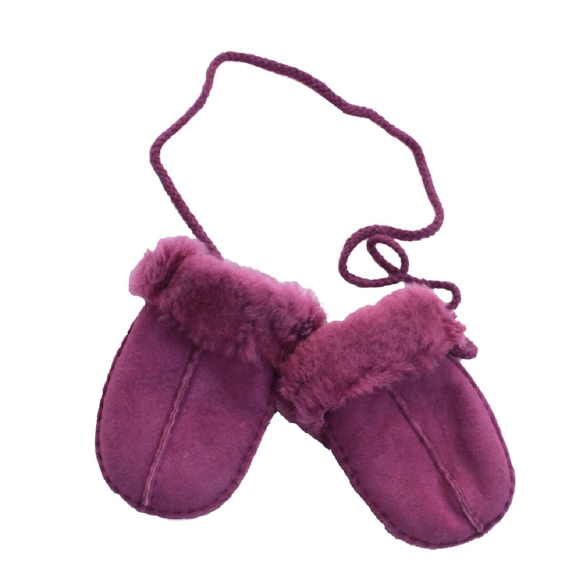 Purple - Front - Eastern Counties Leather Baby Sheepskin Mittens