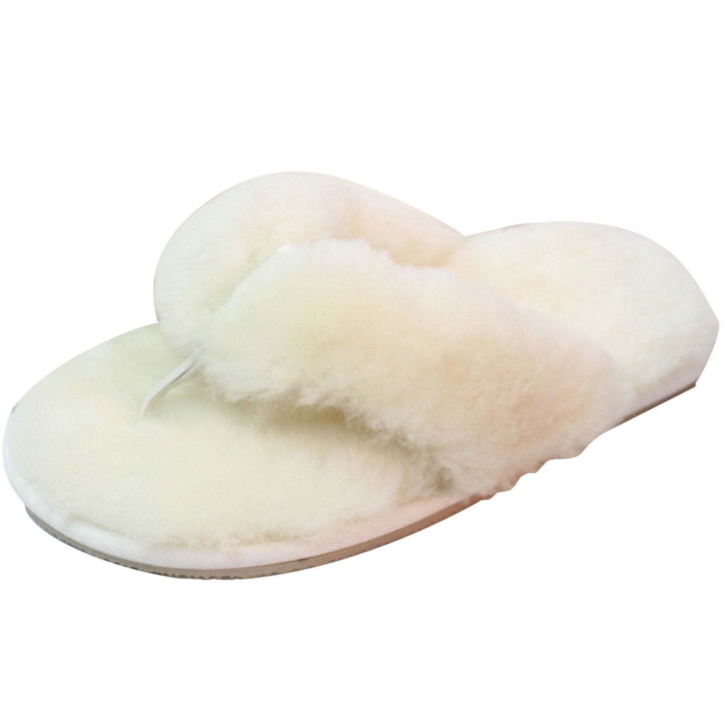 Natural - Front - Eastern Counties Leather Womens-Ladies Sheepskin Flip Flops