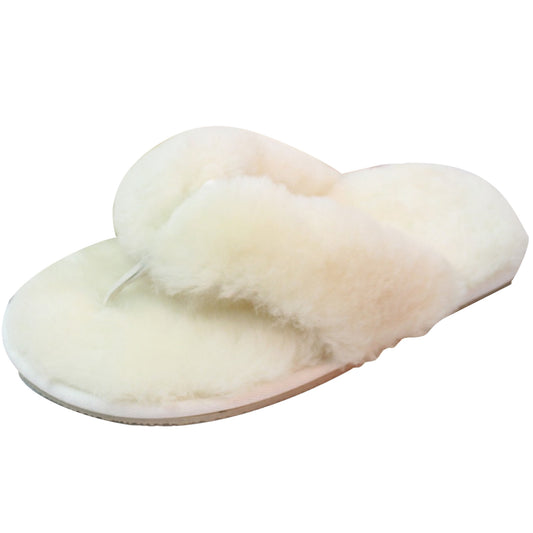 Natural - Front - Eastern Counties Leather Womens-Ladies Sheepskin Flip Flops