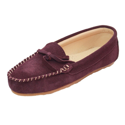Plum - Side - Eastern Counties Leather Womens-Ladies Suede Moccasins