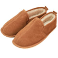 Chestnut - Back - Eastern Counties Leather Mens Sheepskin Lined Soft Suede Sole Slippers