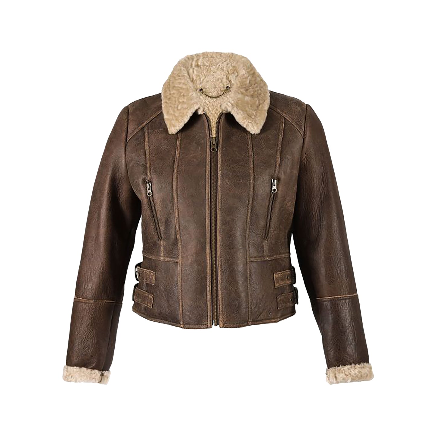 Chocolate Forest - Front - Eastern Counties Leather Womens-Ladies Ella Cropped Sheepskin Flying Jacket