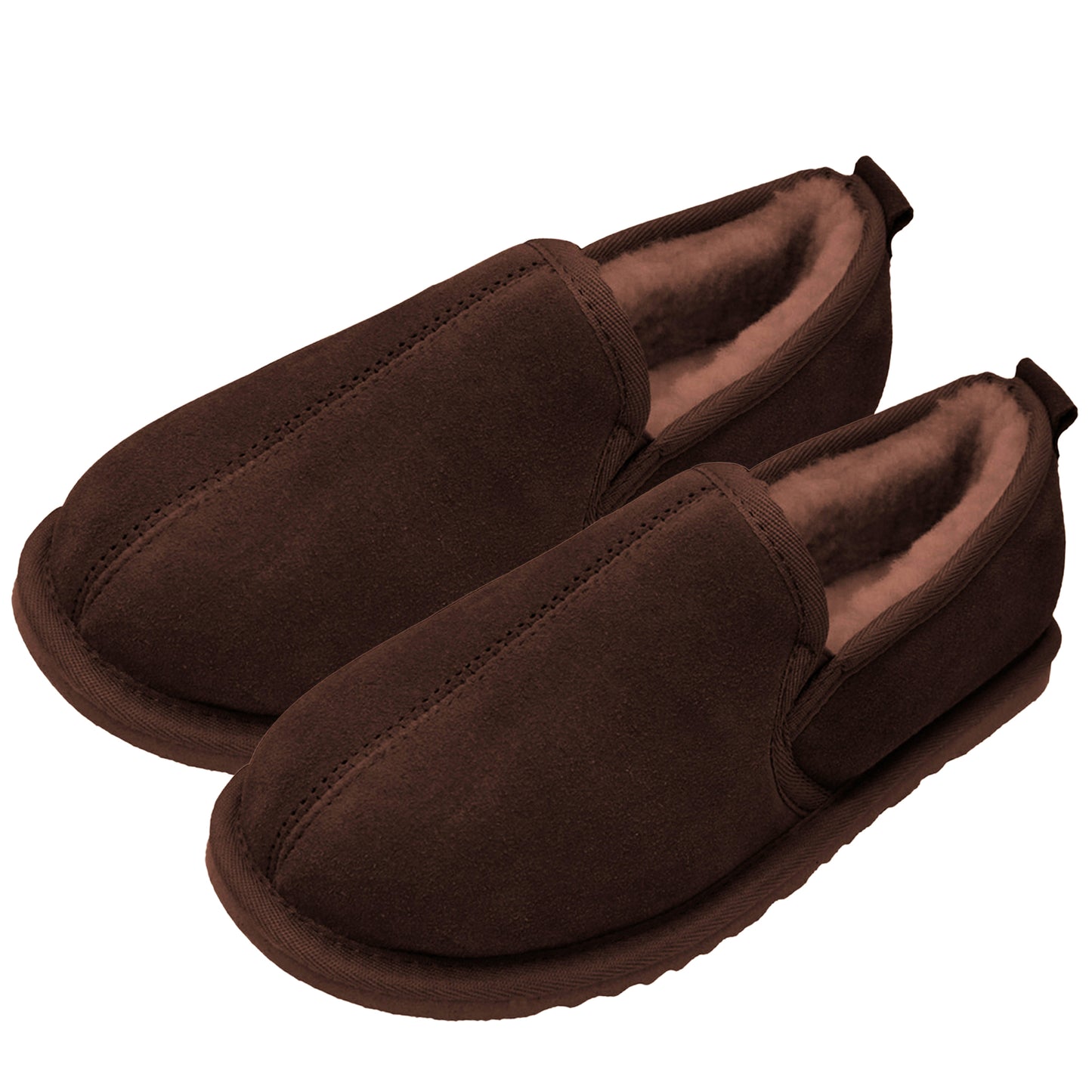 Chocolate - Back - Eastern Counties Leather Mens Sheepskin Lined Hard Sole Slippers