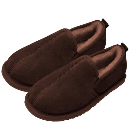 Chocolate - Back - Eastern Counties Leather Mens Sheepskin Lined Hard Sole Slippers