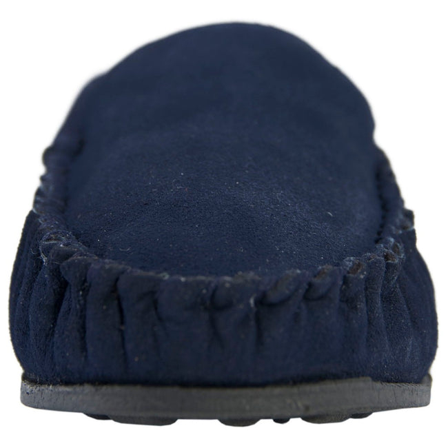 Navy - Pack Shot - Eastern Counties Leather Mens Berber Fleece Lined Suede Moccasins