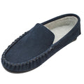 Navy - Front - Eastern Counties Leather Mens Berber Fleece Lined Suede Moccasins