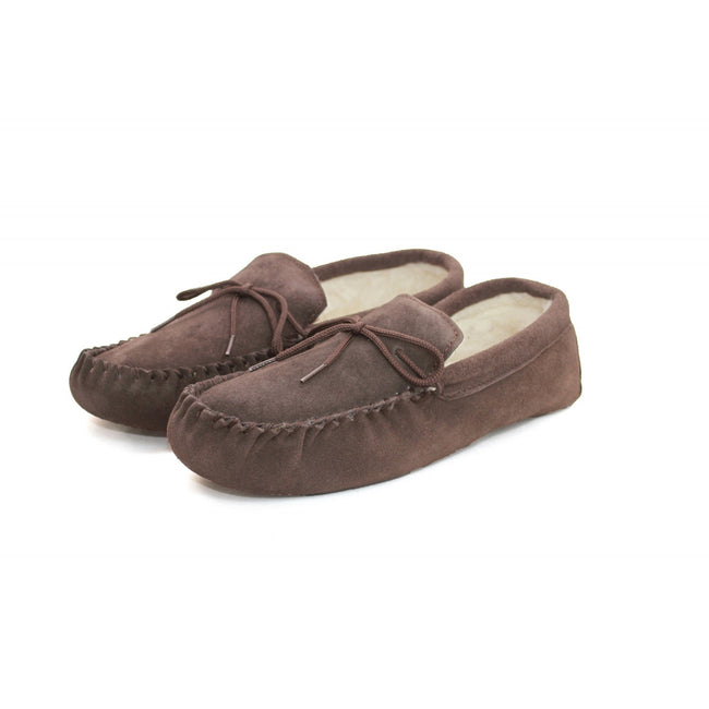 Chocolate - Back - Eastern Counties Leather Unisex Wool-blend Soft Sole Moccasins