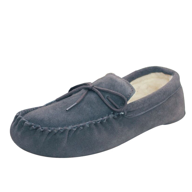 Navy - Front - Eastern Counties Leather Unisex Wool-blend Soft Sole Moccasins