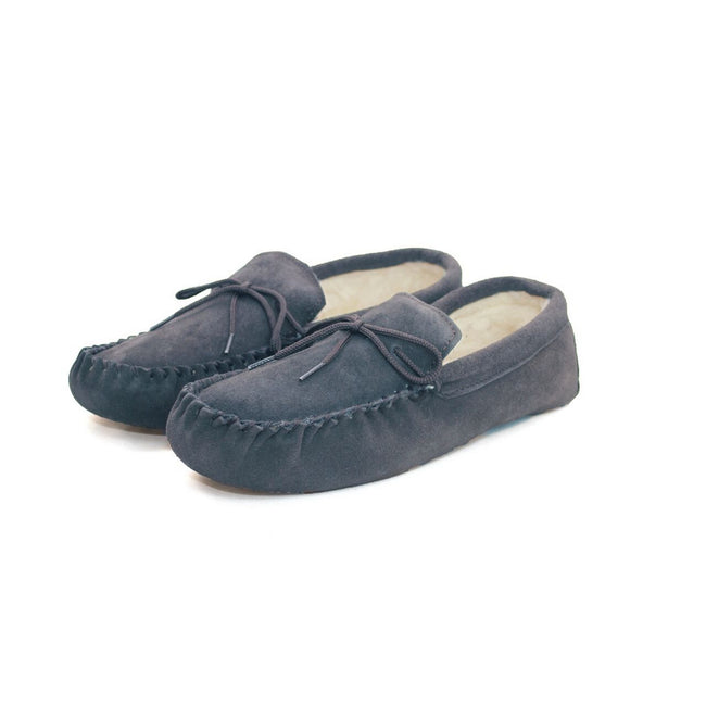 Navy - Back - Eastern Counties Leather Unisex Wool-blend Soft Sole Moccasins