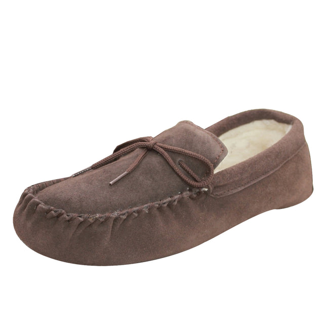 Chocolate - Front - Eastern Counties Leather Unisex Wool-blend Soft Sole Moccasins