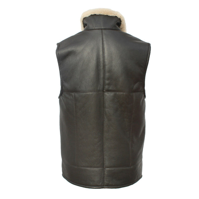 Dark Brown Nappa - Back - Eastern Counties Leather Mens Harvey Sheepskin Gilet