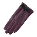 Purple-Black - Front - Eastern Counties Leather Womens-Ladies Contrast Bow Leather Gloves