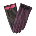Purple-Black - Back - Eastern Counties Leather Womens-Ladies Contrast Bow Leather Gloves