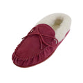 Crimson - Front - Eastern Counties Leather Womens-Ladies Hard Sole Wool Lined Moccasins