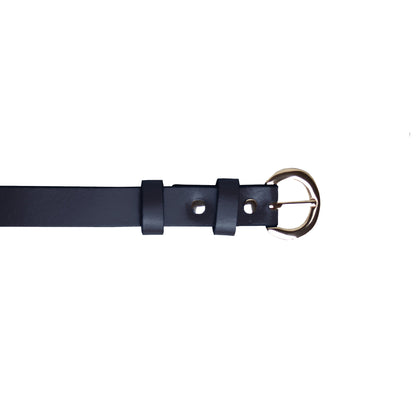 Navy - Side - Eastern Counties Leather Womens-Ladies Thin Fashion Belt