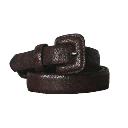 Brown - Front - Eastern Counties Leather Womens-Ladies Faux Snake Print Belt