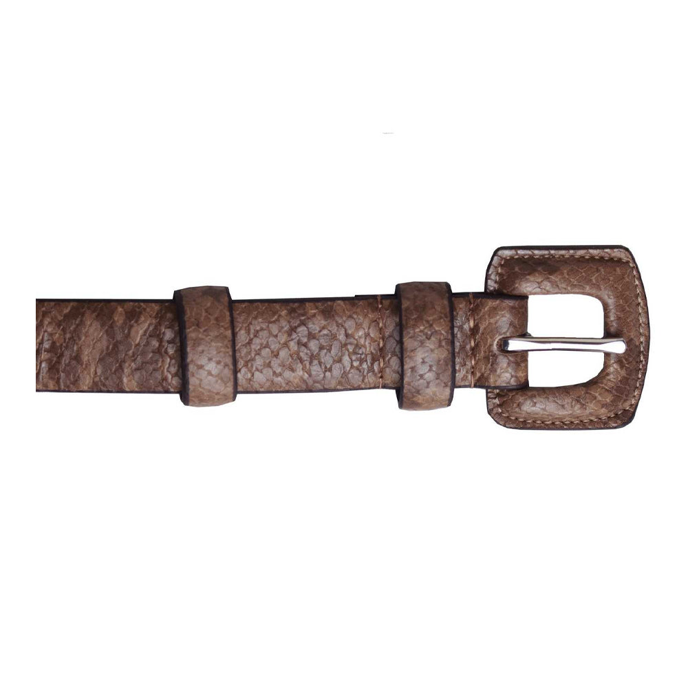 Brown - Back - Eastern Counties Leather Womens-Ladies Faux Snake Print Belt