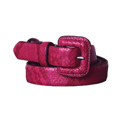 Fuchsia - Front - Eastern Counties Leather Womens-Ladies Faux Snake Print Belt
