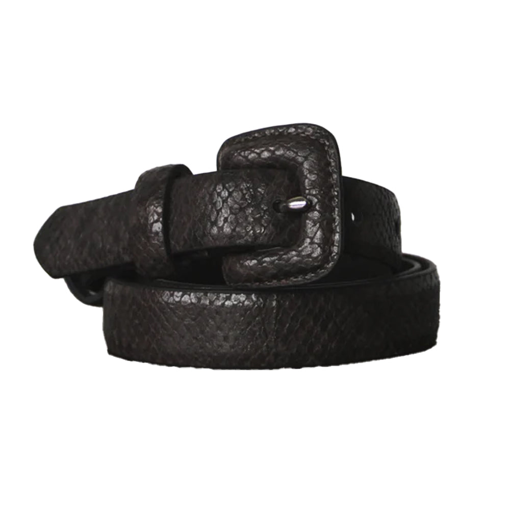 Black - Front - Eastern Counties Leather Womens-Ladies Faux Snake Print Belt