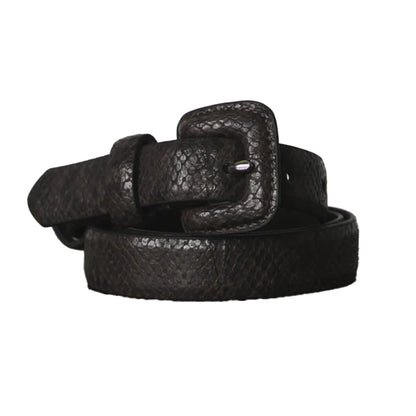Black - Front - Eastern Counties Leather Womens-Ladies Faux Snake Print Belt