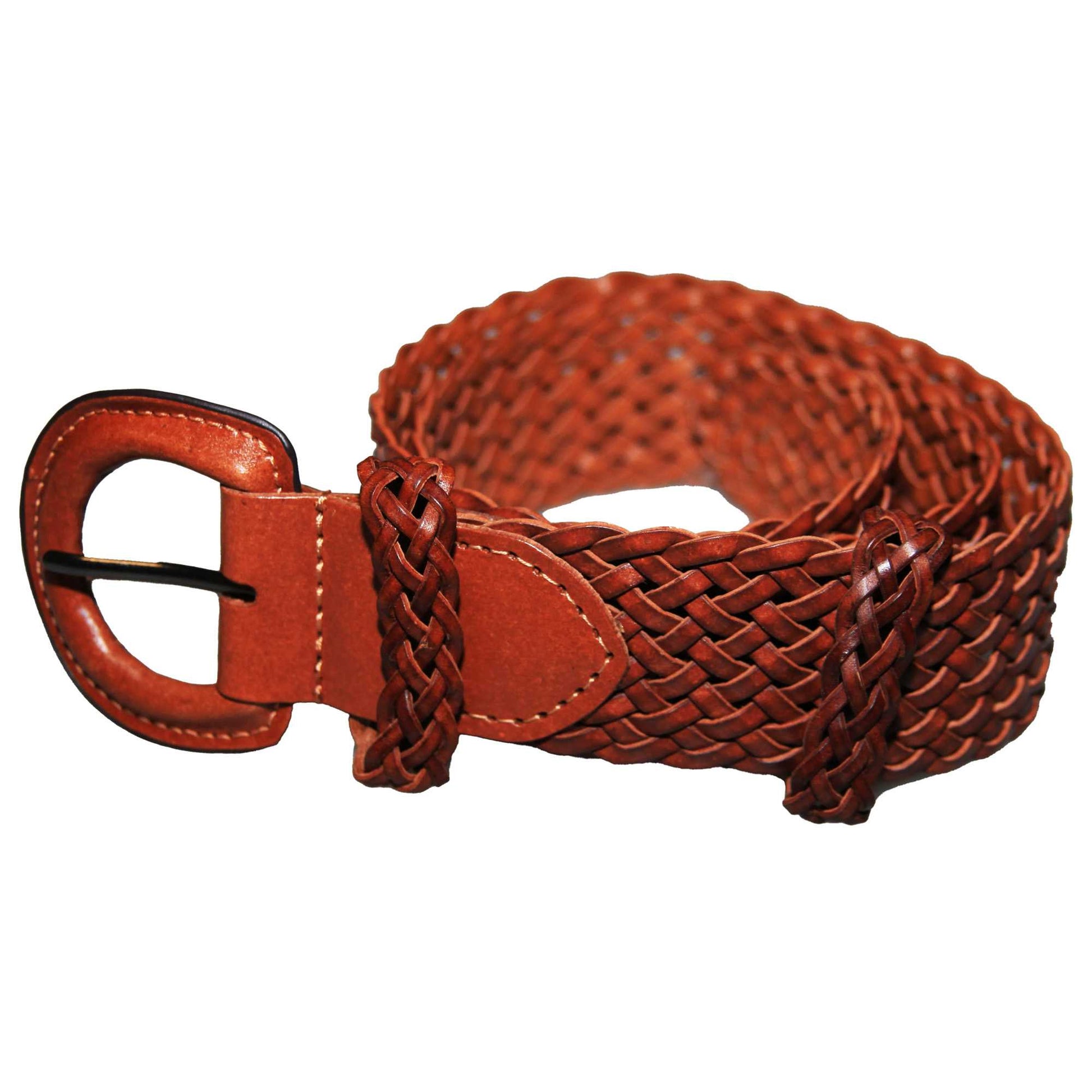 Tan - Back - Eastern Counties Leather Womens-Ladies Plaited Belt