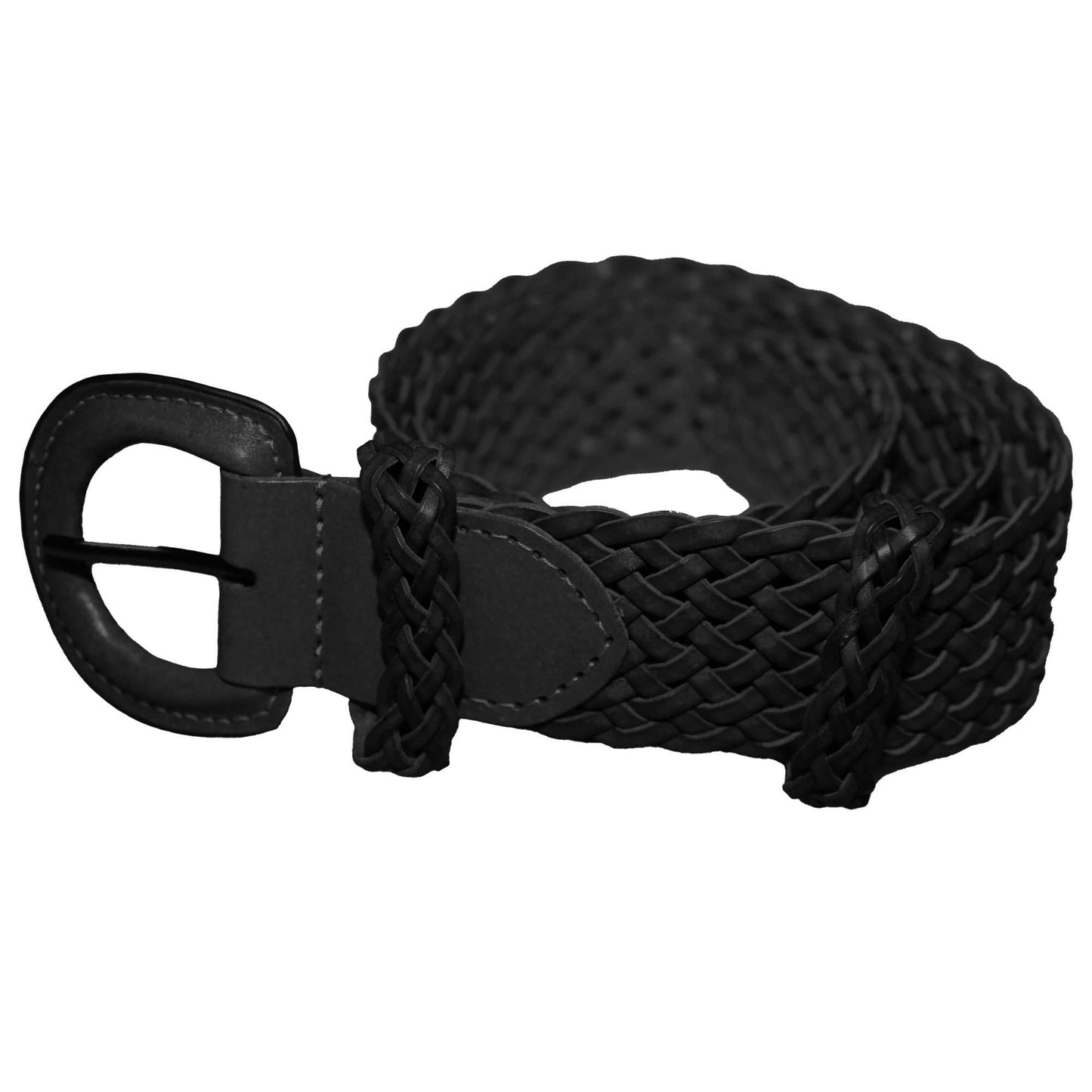 Black - Back - Eastern Counties Leather Womens-Ladies Plaited Belt