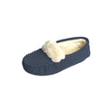 Navy - Front - Eastern Counties Leather Womens-Ladies Zoe Plush Lined Moccasins