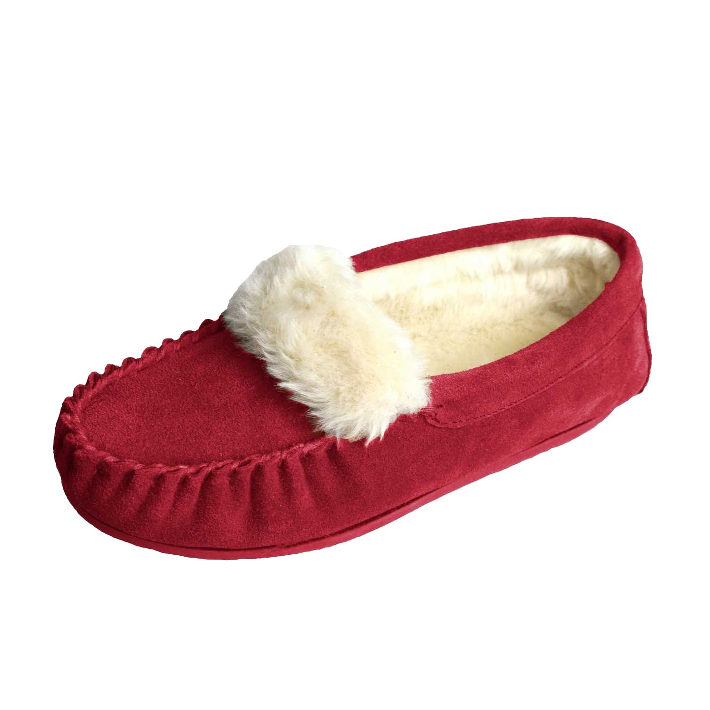 Crimson - Front - Eastern Counties Leather Womens-Ladies Zoe Plush Lined Moccasins