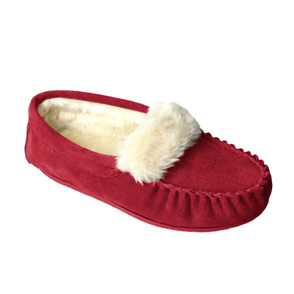 Crimson - Back - Eastern Counties Leather Womens-Ladies Zoe Plush Lined Moccasins