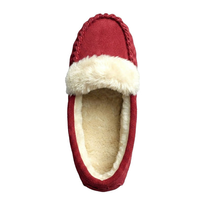 Crimson - Side - Eastern Counties Leather Womens-Ladies Zoe Plush Lined Moccasins