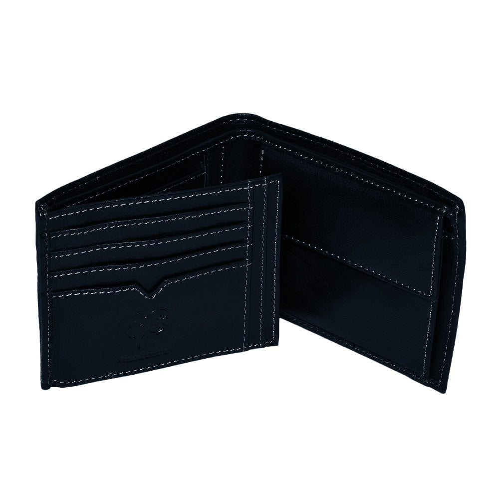 Navy - Back - Eastern Counties Leather Mens Mark Trifold Wallet With Coin Pocket