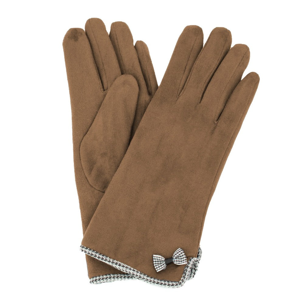 Caramel - Front - Eastern Counties Leather Womens-Ladies Gaby Faux Suede Touch Screen Gloves