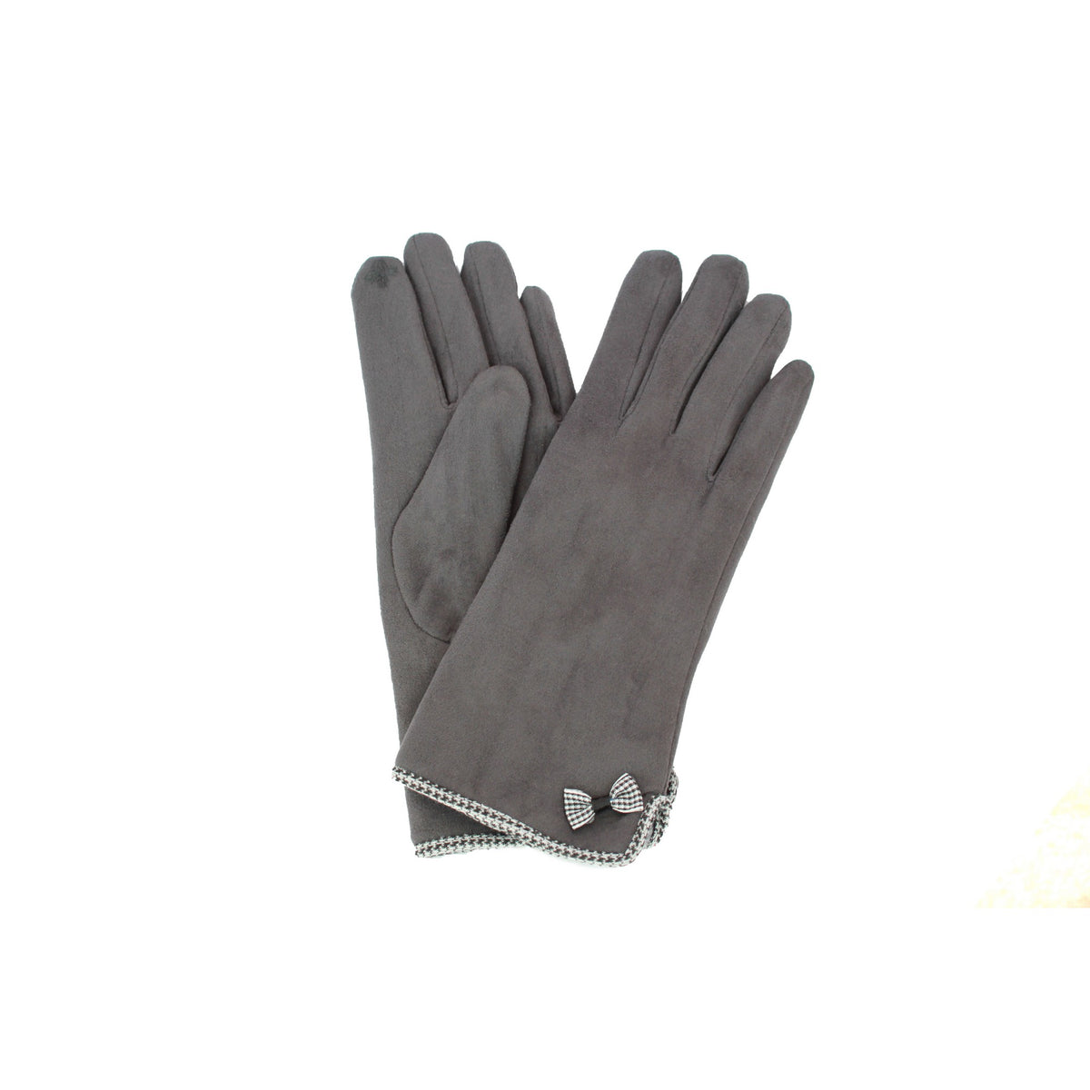 Grey - Front - Eastern Counties Leather Womens-Ladies Gaby Faux Suede Touch Screen Gloves