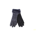 Navy - Front - Eastern Counties Leather Womens-Ladies Giselle Faux Fur Cuff Gloves