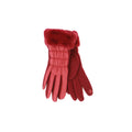 Wine - Front - Eastern Counties Leather Womens-Ladies Giselle Faux Fur Cuff Gloves
