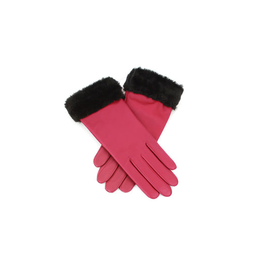 Cranberry - Front - Eastern Counties Leather Womens-Ladies Debbie Faux Fur Cuff Gloves