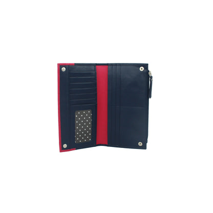 Navy-Pink - Side - Eastern Counties Leather Womens-Ladies Karlie Contrast Panel Purse
