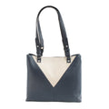 Navy-Ivory - Front - Eastern Counties Leather Alice Contrast Panel Leather Handbag