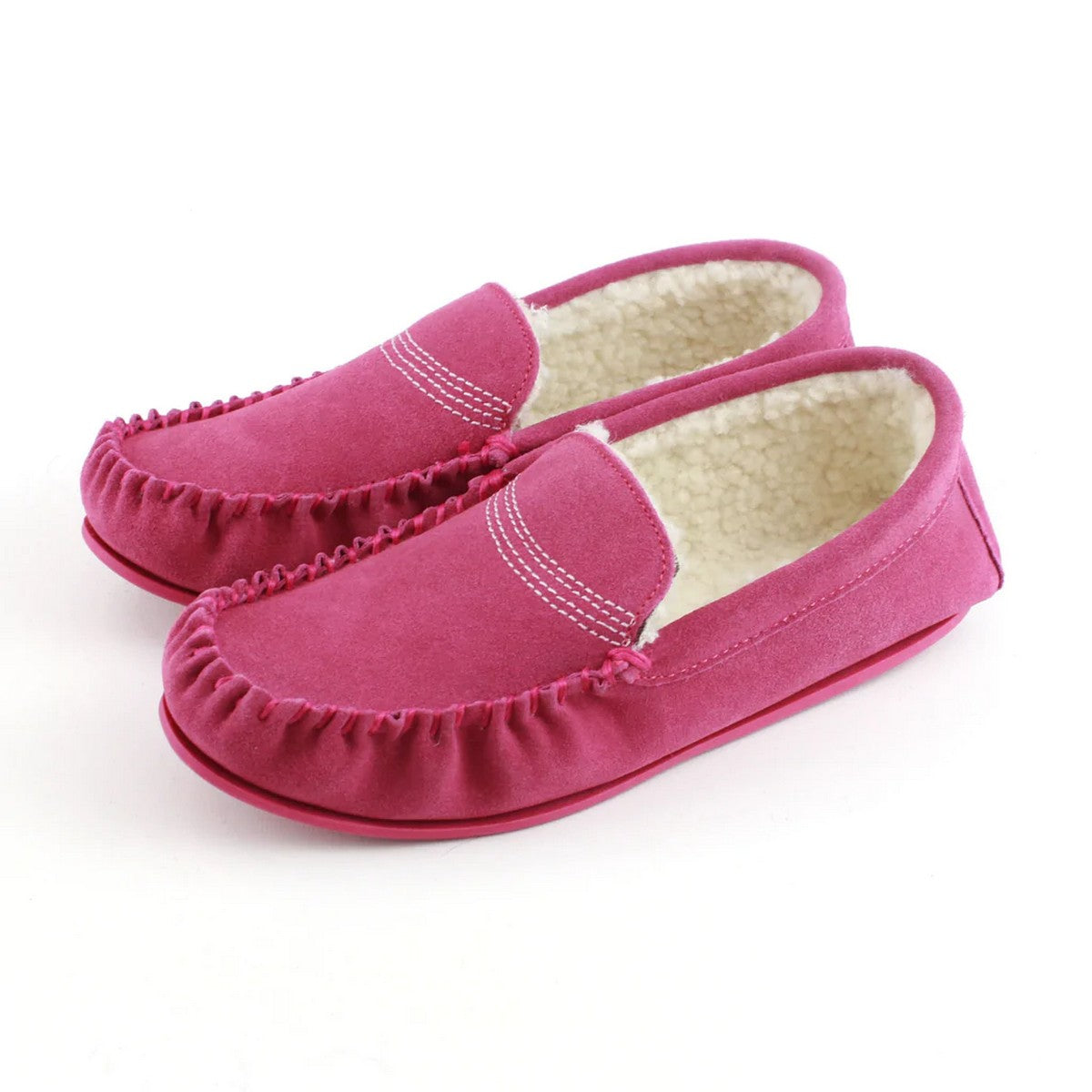 Pink - Front - Eastern Counties Leather Womens-Ladies Bethany Berber Suede Moccasins