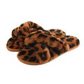 Brown-Black - Front - Eastern Counties Leather Womens-Ladies Delilah Leopard Print Sheepskin Slippers